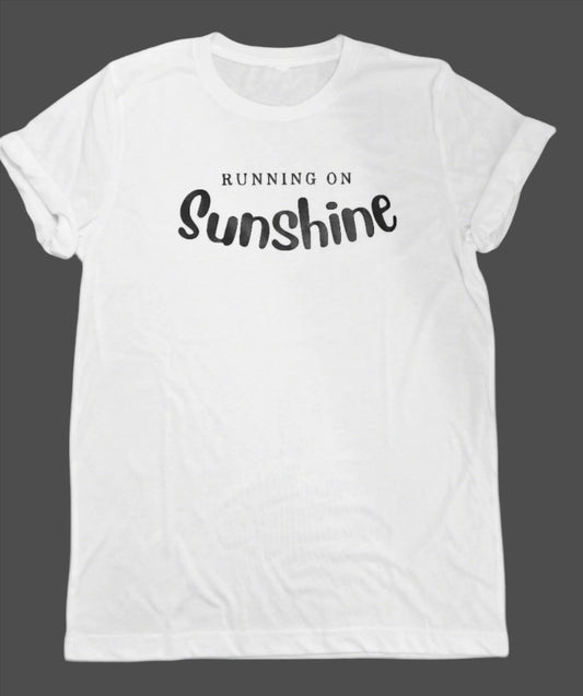 White Running on Sunshine Tee Flatlay